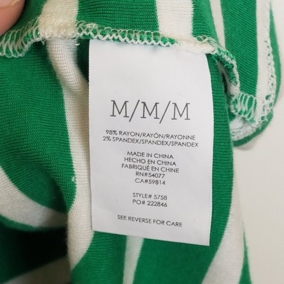 EUC CAbi Amelia Tank Green White Diagonal Horizontal Stripes #5758 - Picture 4 of 8